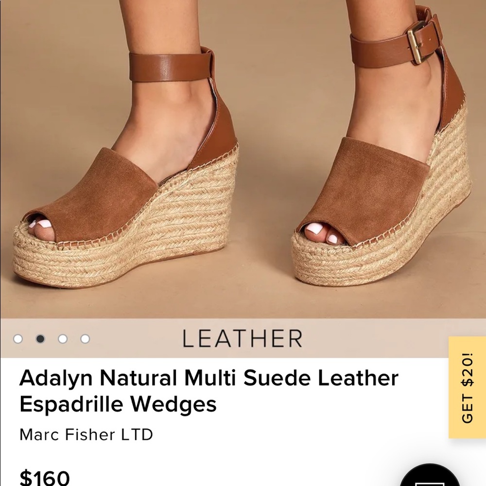 Marc Fisher LTD Adalyn Natural Multi Suede Leather Espadrille Wedges